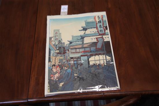 Elizabeth Keith (1887-1956) Outside Chang Man Gate, Peking, China 15 x 11in., unframed